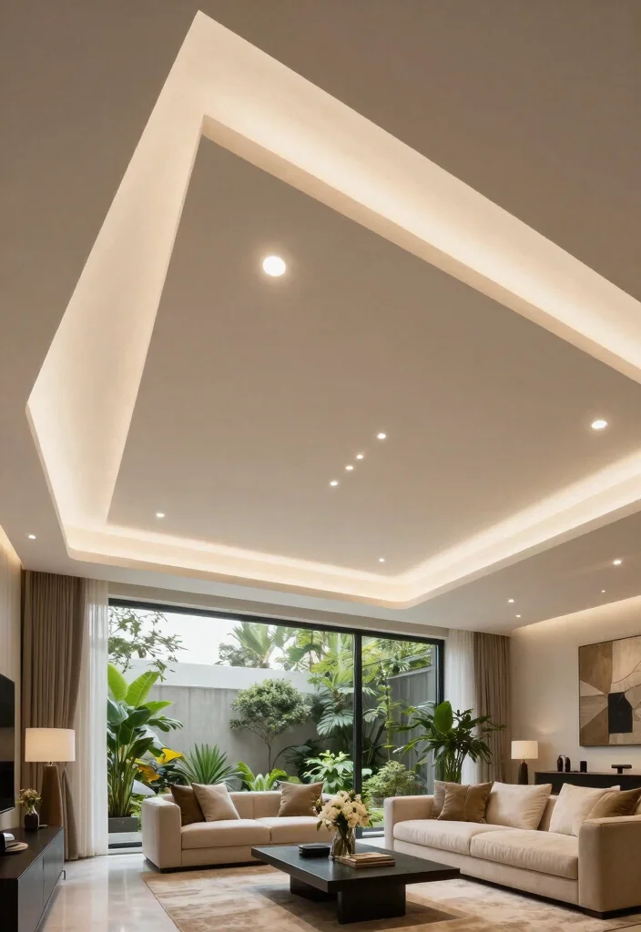 12 False Ceiling With Profile Lights for Modern Living Rooms - 4. Layered Ceilings 1