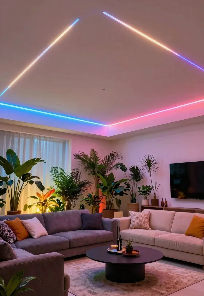 12 False Ceiling With Profile Lights for Modern Living Rooms - 7. Innovative LED Strips 1