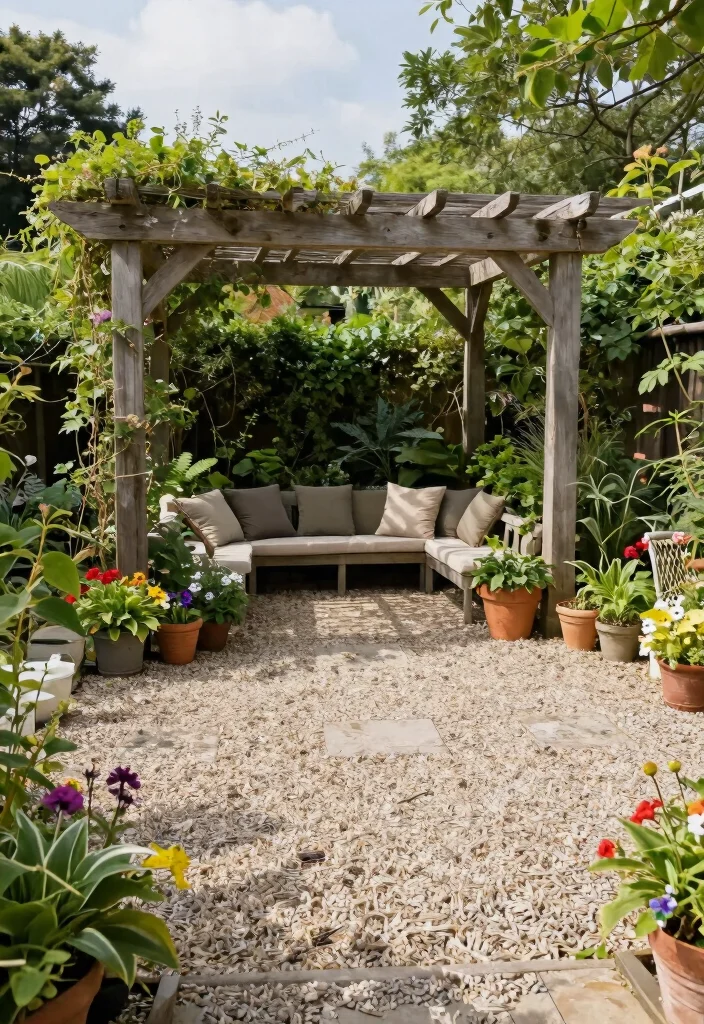 12 Half Pergola Ideas for Small Yards and Tight Budgets - 10. Half Pergola with Gravel Flooring 1