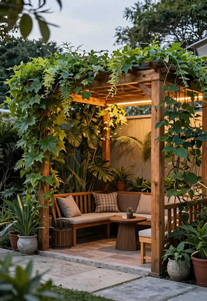 12 Half Pergola Ideas for Small Yards and Tight Budgets - 12. Half Pergola as a Privacy Screen 1