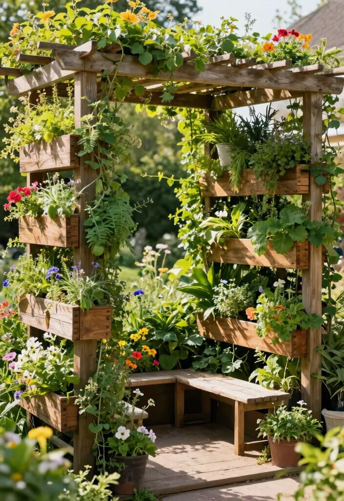 12 Half Pergola Ideas for Small Yards and Tight Budgets - 3. Half Pergola with Vertical Garden 1
