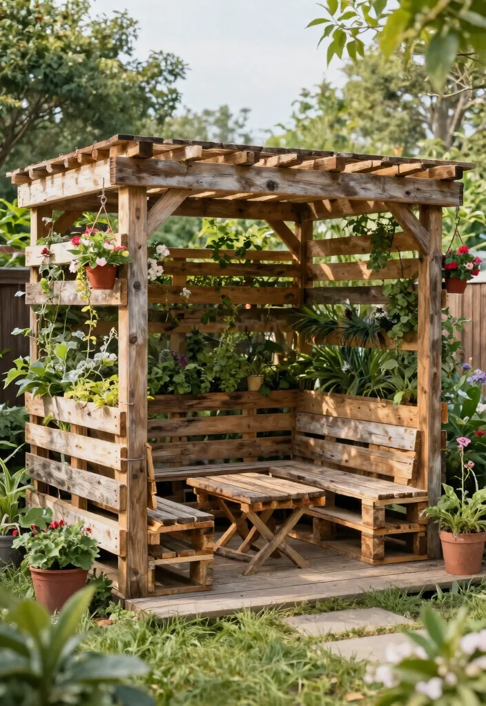 12 Half Pergola Ideas for Small Yards and Tight Budgets - 7. DIY Pallet Pergola 1