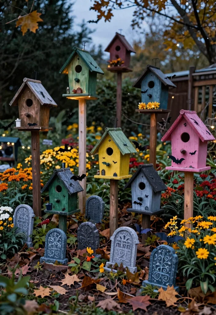 12 Halloween Decor Idea Outdoor Setups That Scare on a Budget - 11. Haunted Birdhouses 1