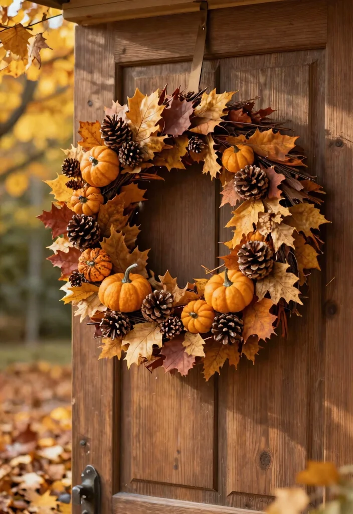 12 Halloween Decor Idea Outdoor Setups That Scare on a Budget - 12. Festive Fall Wreath 1