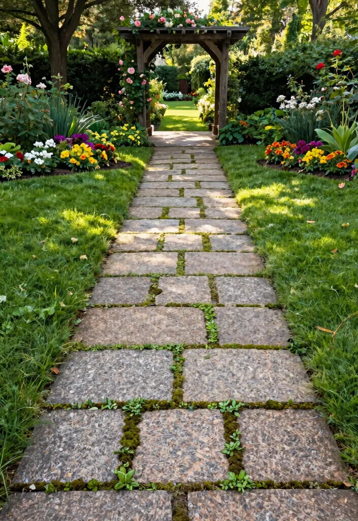 12 Outdoor Granite Flooring Design Ideas That Handle Weather - 6. Rustic Granite Flagstone for a Natural Pathway 1