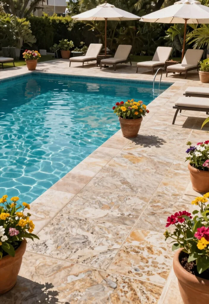 12 Outdoor Granite Flooring Design Ideas That Handle Weather - 8. Granite Decking Around Pools 1