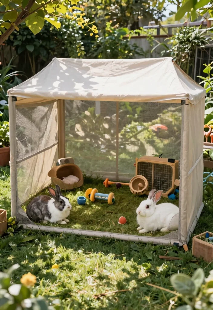 12 Outdoor Rabbit Enclosure Ideas That Keep Predators Out - 7. Shade Canopy Enclosure 1