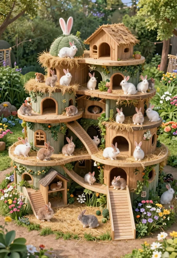 12 Outdoor Rabbit Enclosure Ideas That Keep Predators Out - 8. Multi-Level Rabbit Mansion 1