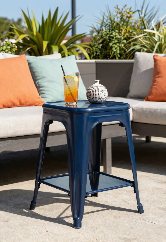 12 Outdoor Side Table Ideas That Won't Tip Over in Wind - 1. Heavy-Duty Steel Table 1