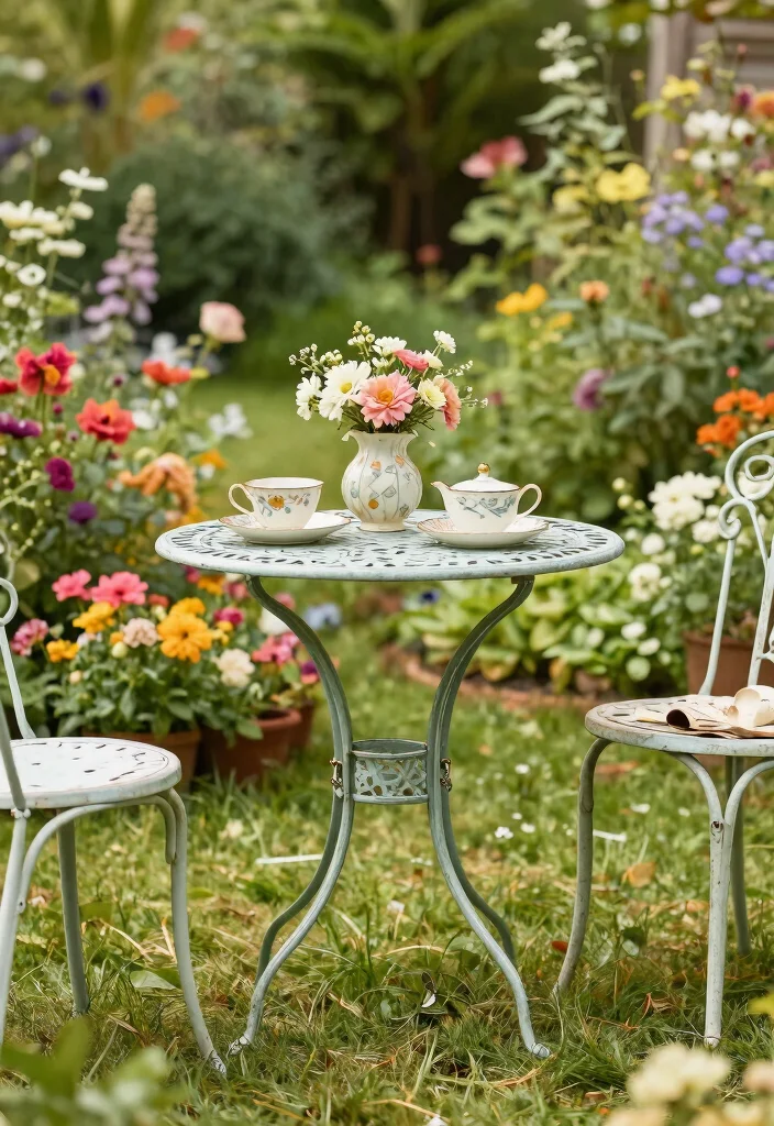 12 Outdoor Side Table Ideas That Won't Tip Over in Wind - 11. Vintage Metal Table 1