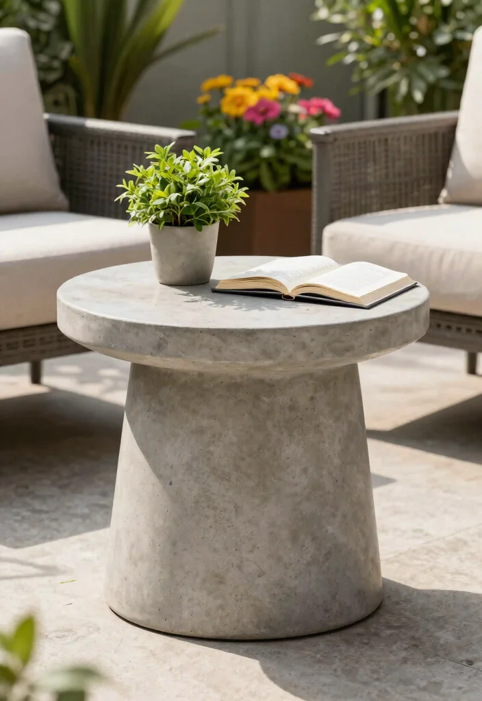 12 Outdoor Side Table Ideas That Won't Tip Over in Wind - 2. Concrete Side Table 1