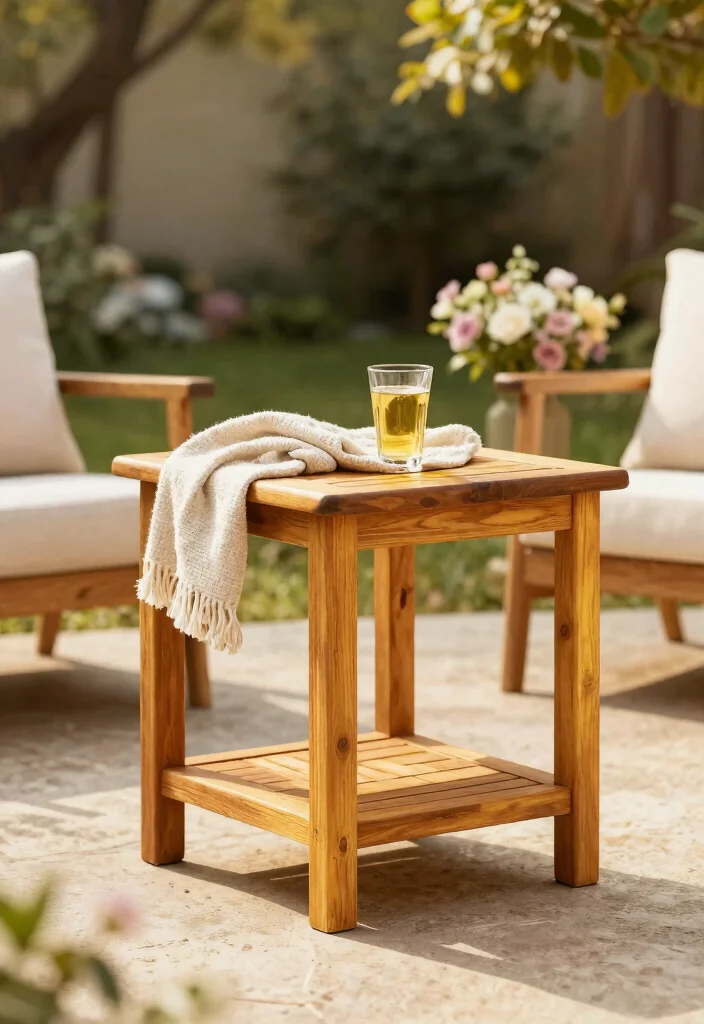 12 Outdoor Side Table Ideas That Won't Tip Over in Wind - 3. Teak Wood Table 1