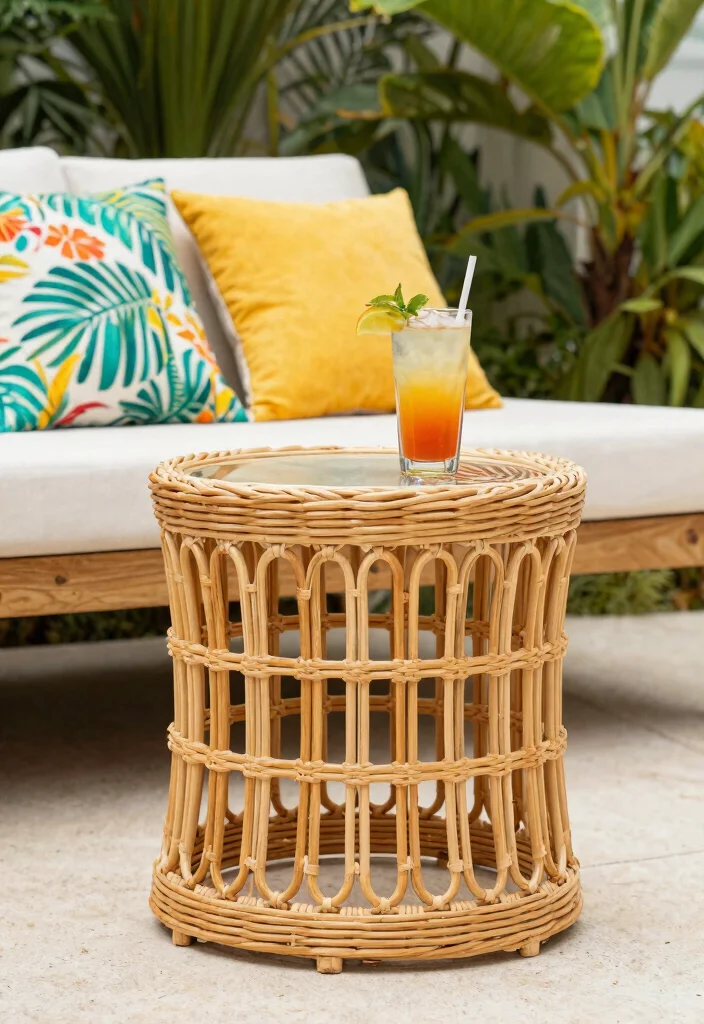 12 Outdoor Side Table Ideas That Won't Tip Over in Wind - 5. Rattan Wicker Table with Weight 1