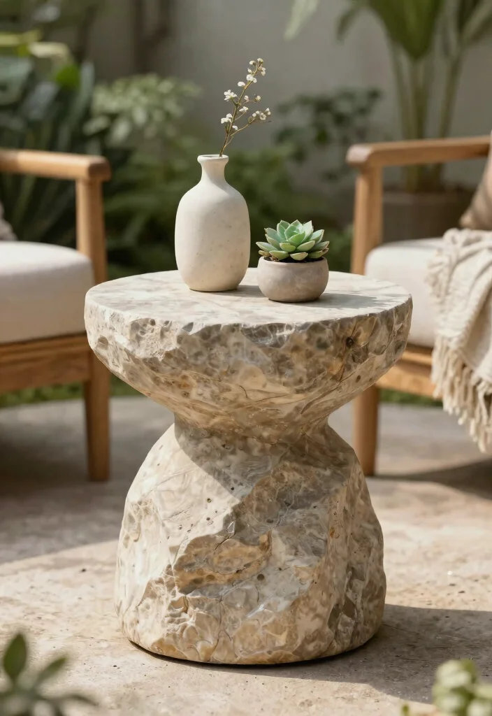 12 Outdoor Side Table Ideas That Won't Tip Over in Wind - 7. Stone Table 1