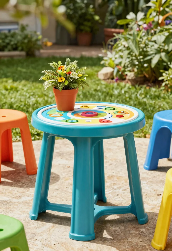 12 Outdoor Side Table Ideas That Won't Tip Over in Wind - 9. Recycled Plastic Table 1