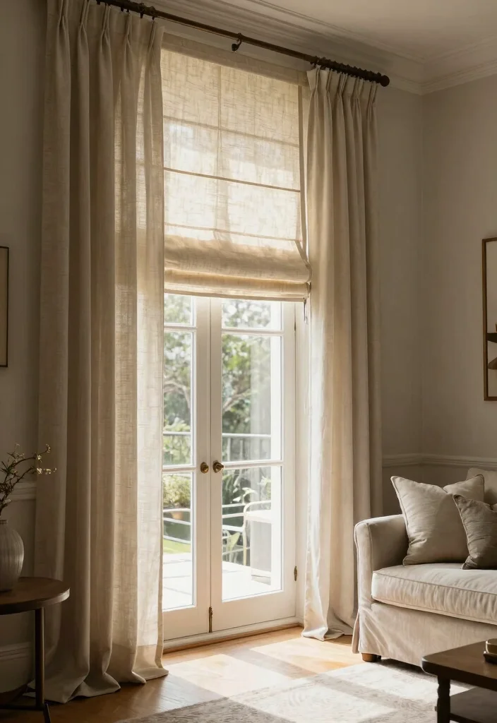 12 Patio Door Window Treatments That Block Heat Without Blocking Light - 8. Light Filtering Roman Shades 1