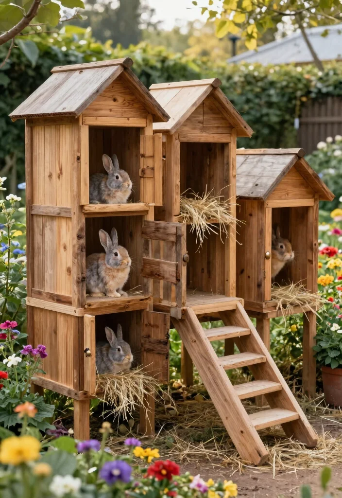 12 Rabbit House Outdoor Ideas That Stay Warm and Predator-Proof - 3. Raised Rabbit Cubbies 1