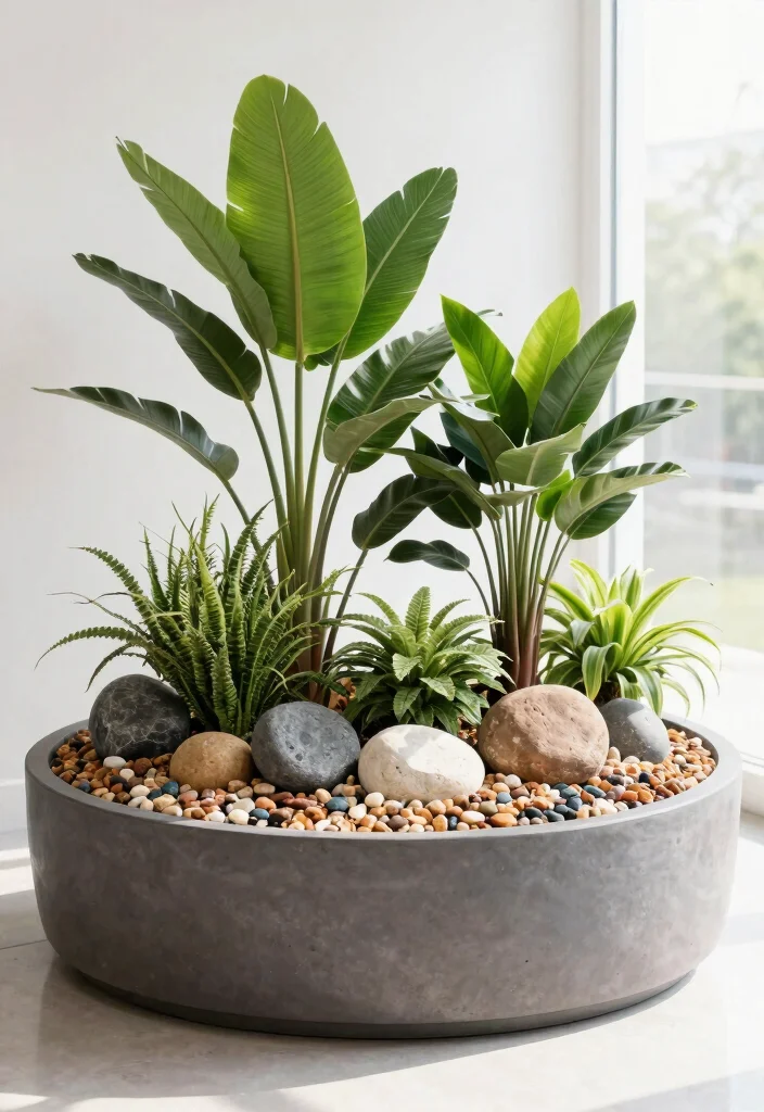 12 Shallow Planter Ideas for Windowsills and Tight Spaces - 11. Shallow Planters with Decorative Stones 1