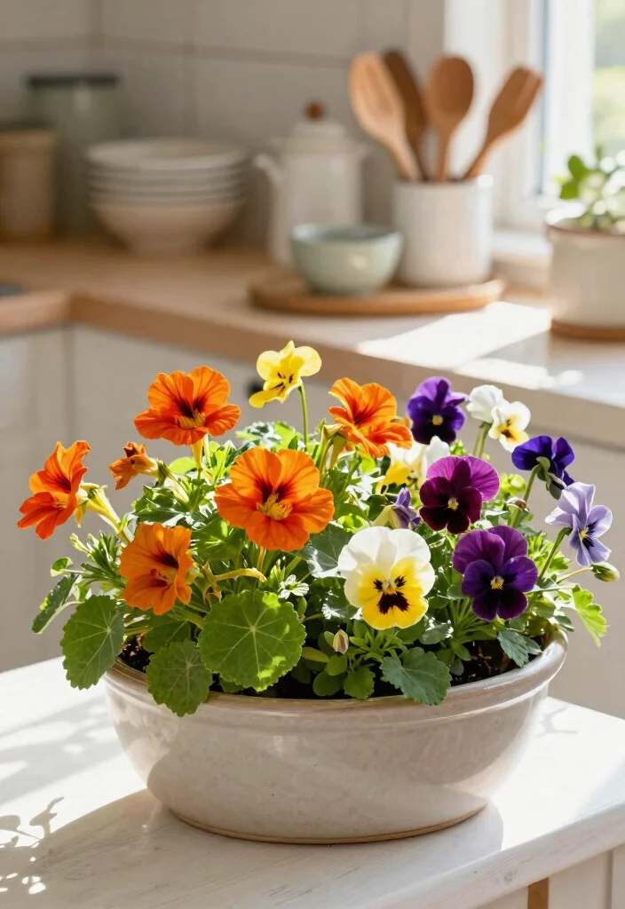 12 Shallow Planter Ideas for Windowsills and Tight Spaces - 8. Edible Flowers in Shallow Planters 1