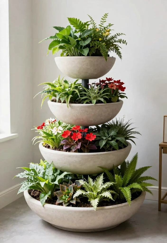 12 Shallow Planter Ideas for Windowsills and Tight Spaces - 9. Multi-Tiered Shallow Planters 1
