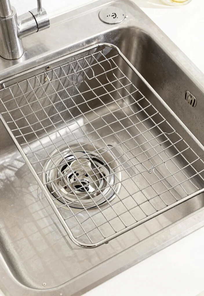 12 Stainless Steel Farmhouse Sink Ideas That Hide Water Spots - 3. Consider a Sink Grid 1