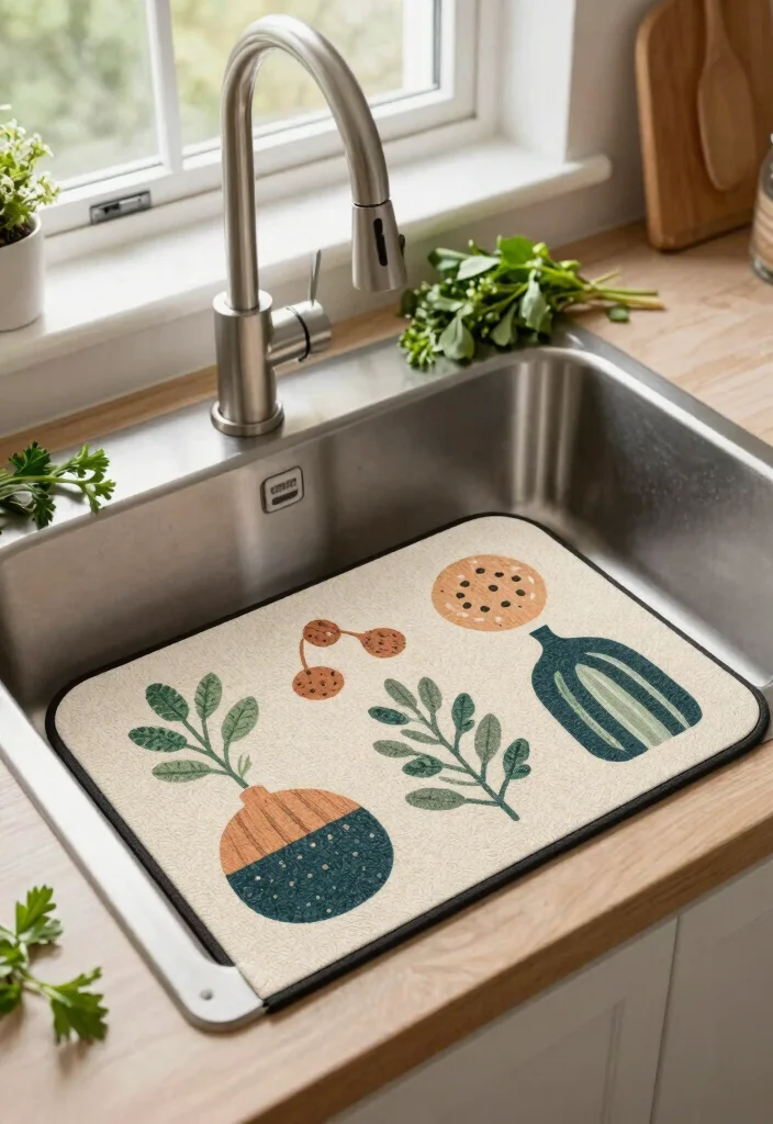12 Stainless Steel Farmhouse Sink Ideas That Hide Water Spots - 6. Add a Sink Mat 1