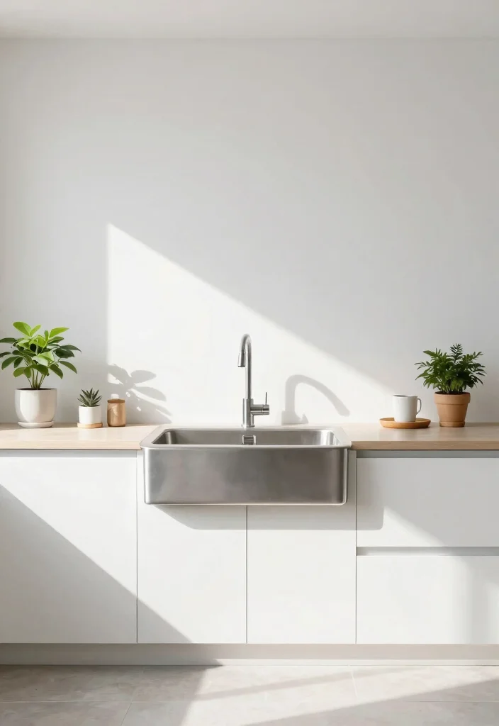 12 Stainless Steel Farmhouse Sink Ideas That Hide Water Spots - 9. Opt for Minimalist Decor 1