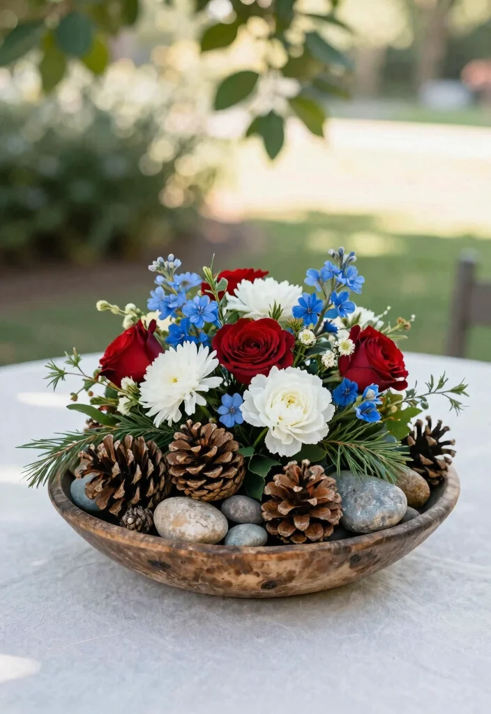 14 4th of July Porch Decor Ideas That Don't Look Tacky or Overdone - 12. Eco-Conscious Table Centerpiece 1