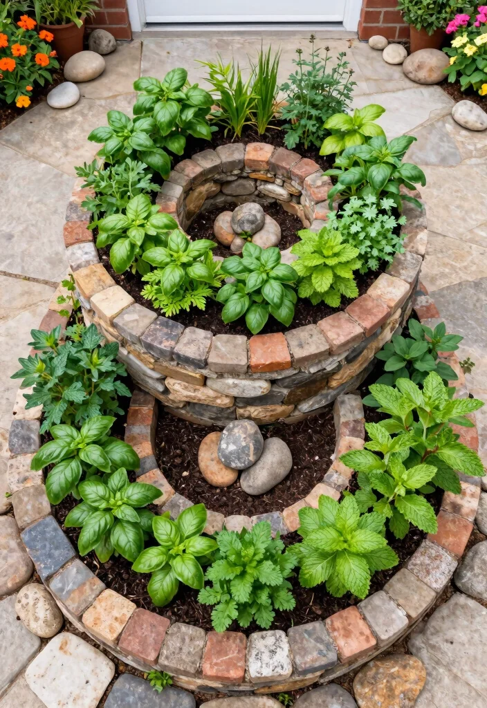 14 4th of July Porch Decor Ideas That Don't Look Tacky or Overdone - 6. Herb Spiral Decor 1
