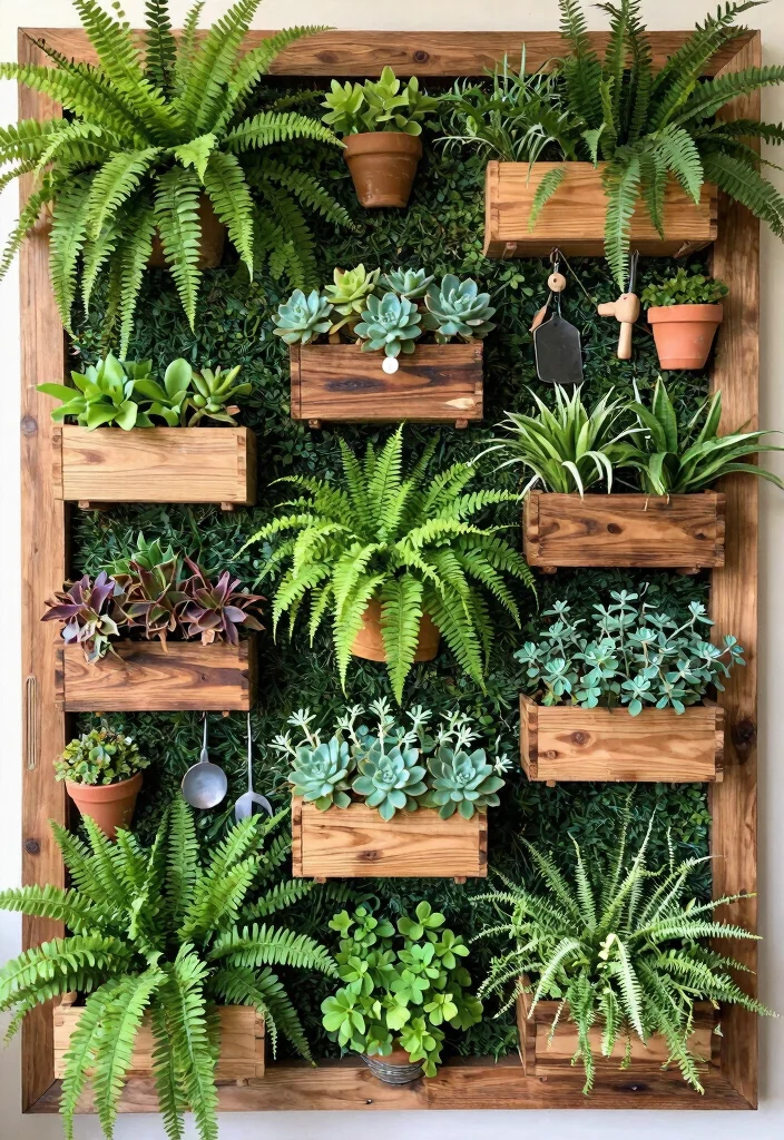 14 Farmhouse Above Couch Wall Decor Ideas That Fill Blank Space 1 14 Farmhouse Above Couch Wall Decor Ideas That Fill Blank Space - 1. Lush Vertical Plant Wall 1