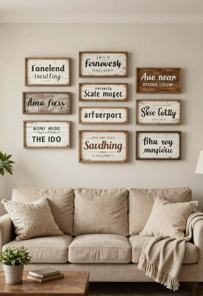 14 Farmhouse Above Couch Wall Decor Ideas That Fill Blank Space 6 14 Farmhouse Above Couch Wall Decor Ideas That Fill Blank Space - 6. Rustic Farmhouse Signage 1
