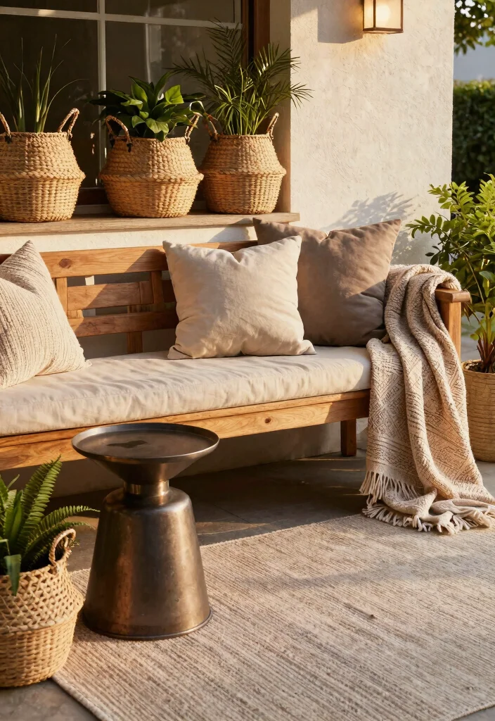 14 Front Patio Decorating Ideas That Make a Small Entry Feel Welcoming - 10. Layer Textures 1