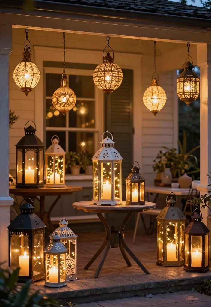 14 Front Patio Decorating Ideas That Make a Small Entry Feel Welcoming - 12. Utilize Decorative Lanterns 1