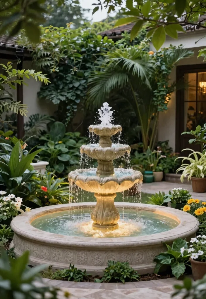 14 Front Patio Decorating Ideas That Make a Small Entry Feel Welcoming - 13. Add a Water Feature 1