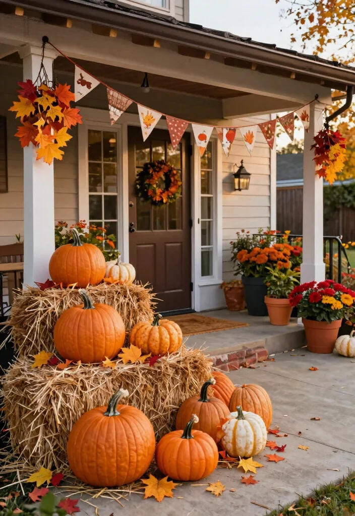 14 Front Patio Decorating Ideas That Make a Small Entry Feel Welcoming - 14. Create a Seasonal Display 1