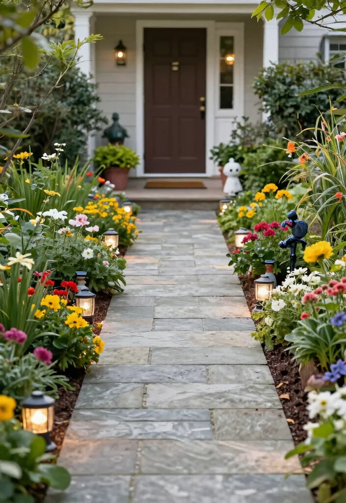 14 Front Patio Decorating Ideas That Make a Small Entry Feel Welcoming - 4. Incorporate Pathway Plantings 1