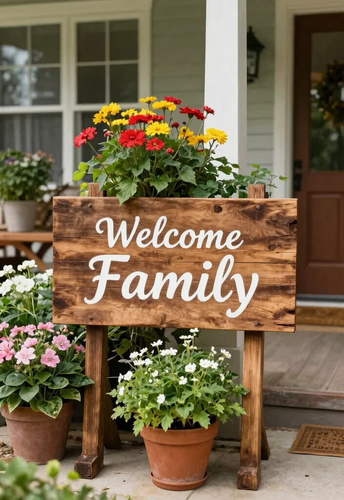 14 Front Patio Decorating Ideas That Make a Small Entry Feel Welcoming - 9. Personalize with Welcome Signs 1