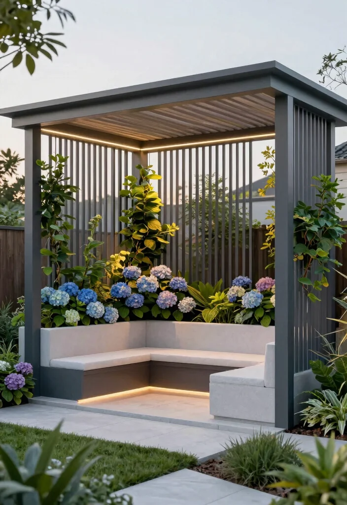 14 Garden Pergola Ideas That Support Heavy Vines and Climbing Plants - 12. Contemporary Pergola with Vertical Screens 1