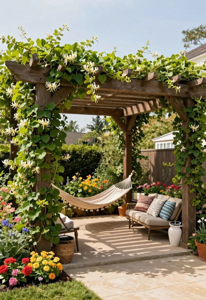 14 Garden Pergola Ideas That Support Heavy Vines and Climbing Plants - 5. Shade Structure with Heavy Vines 1