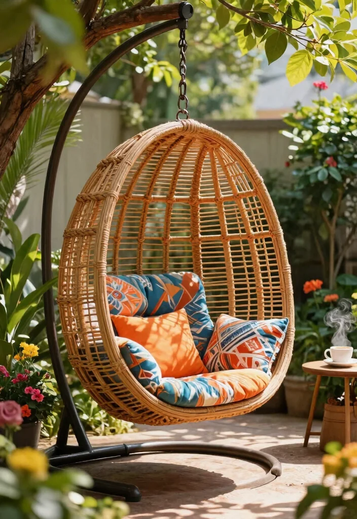 14 Hanging Chair Outdoor Ideas That Support Real Adult Weight - 1. Cozy Woven Rattan Chair 1