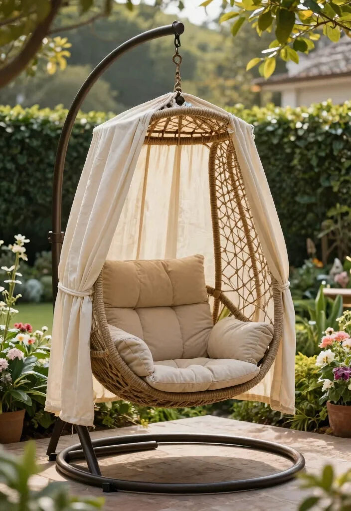 14 Hanging Chair Outdoor Ideas That Support Real Adult Weight - 14. Elegant Canopy Hanging Chair 1