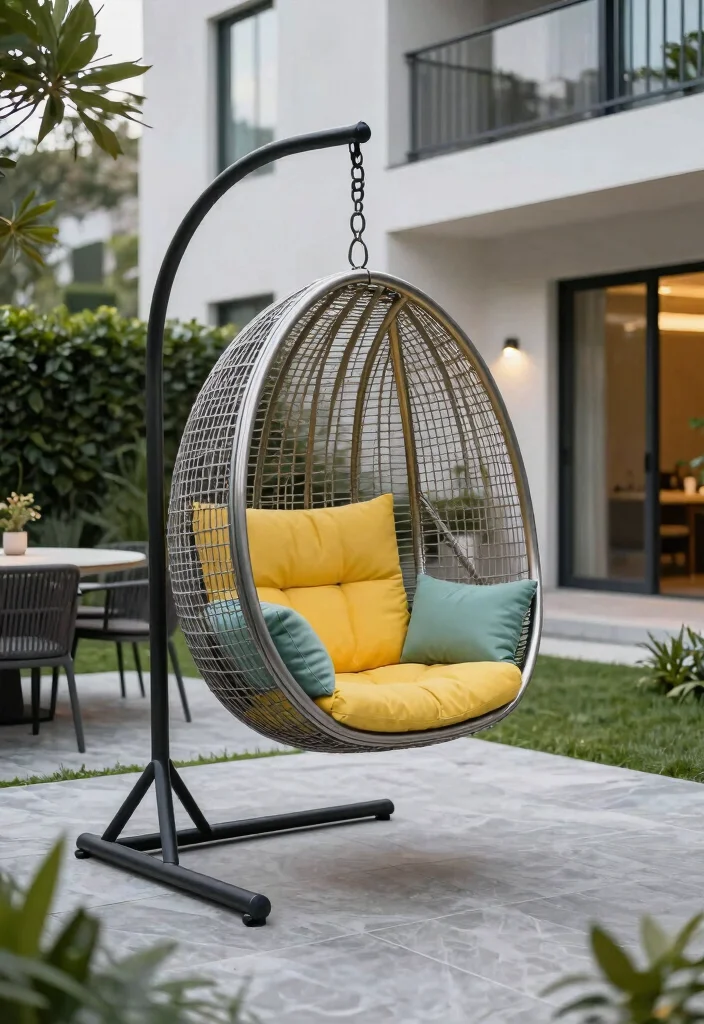 14 Hanging Chair Outdoor Ideas That Support Real Adult Weight - 2. Modern Metal Hanging Chair 1