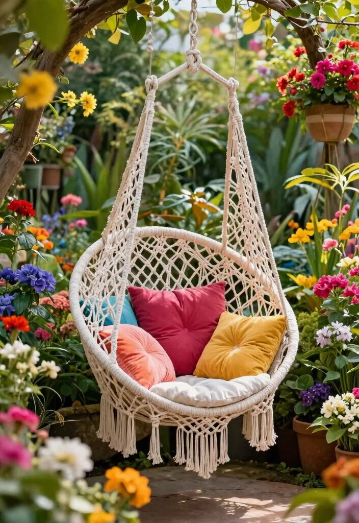 14 Hanging Chair Outdoor Ideas That Support Real Adult Weight - 4. Bohemian Macramé Chair 1