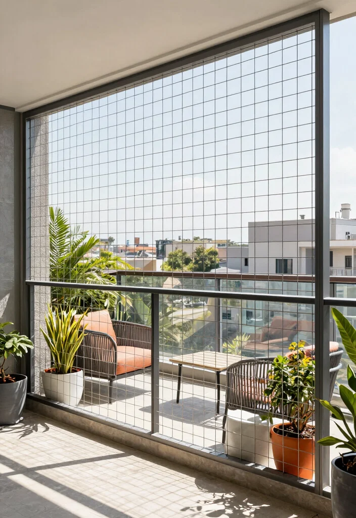 14 Invisible Grills for Balcony That Keep Kids Safe Without Blocking Views - 13. Wire Mesh Fencing 1