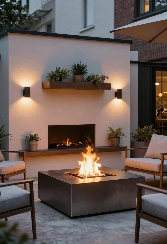 14 Small Backyard Fire Pit Ideas That Fit Tight Spaces and City Codes - 11. Wall-Mounted Fire Pit 1