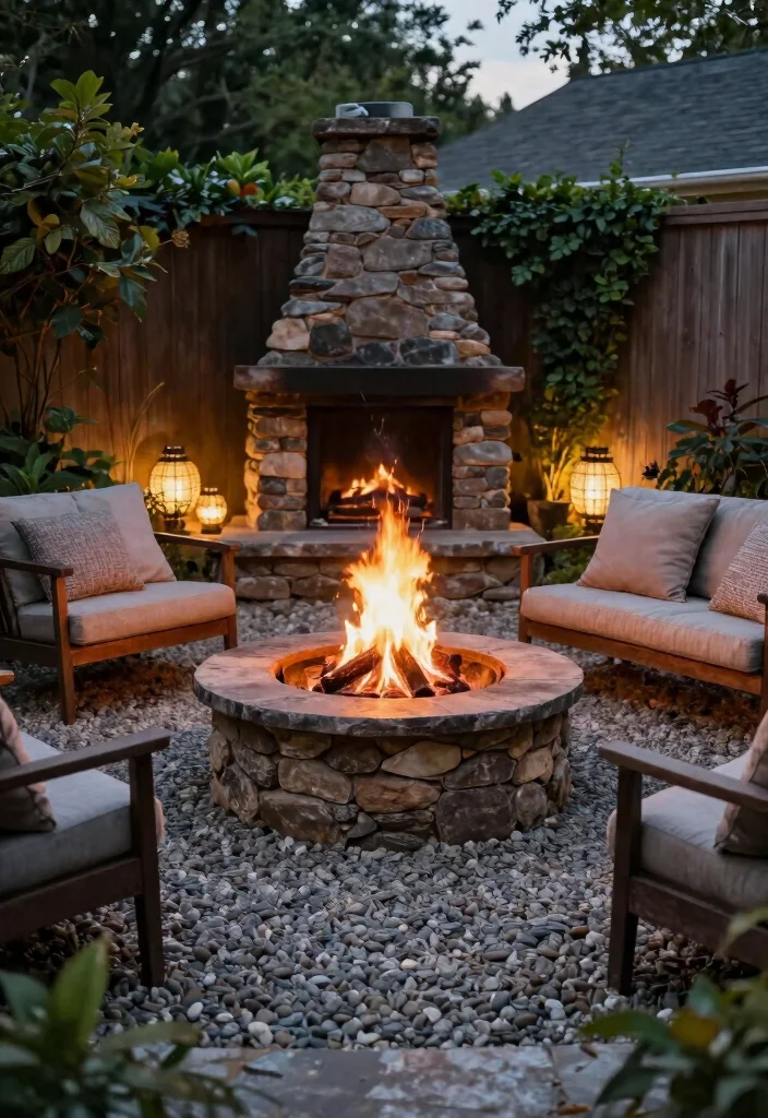 14 Small Backyard Fire Pit Ideas That Fit Tight Spaces and City Codes - 12. Fire Pit Surrounded by Gravel 1
