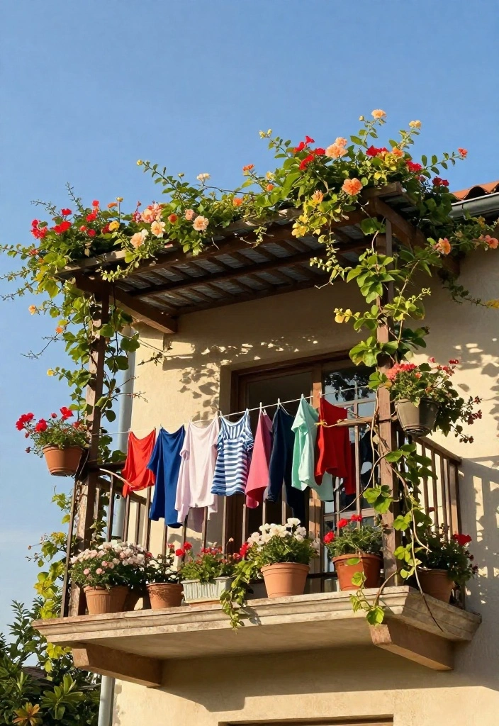 15 Balcony Cloth Drying Ideas That Don't Block Your View - 11. Multi-Functional Garden Trellis 1