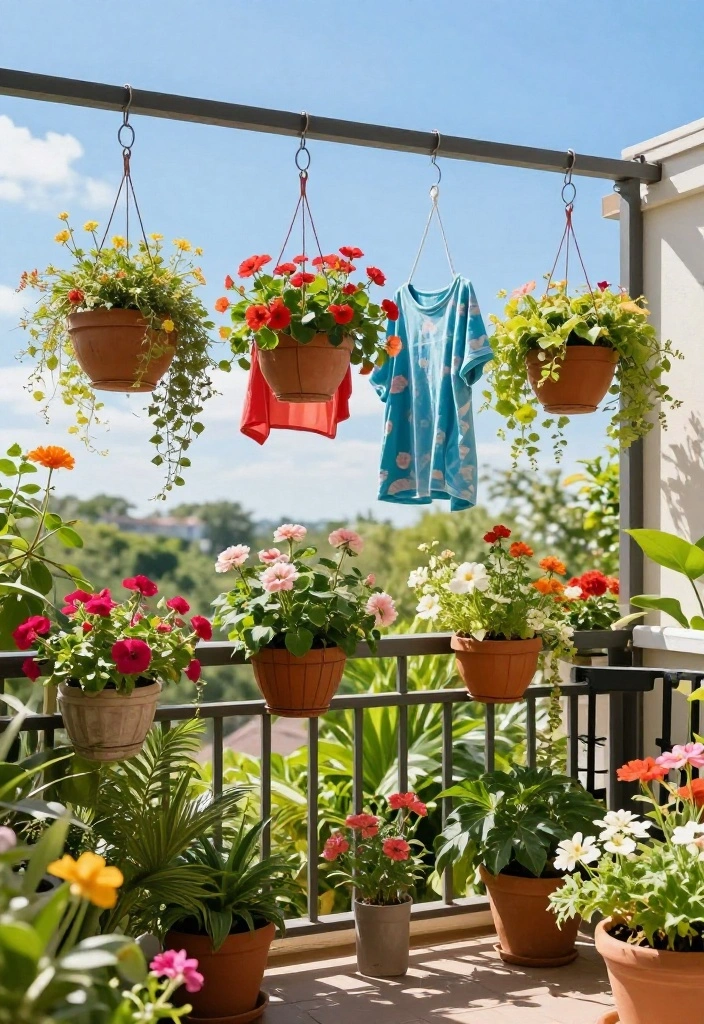 15 Balcony Cloth Drying Ideas That Don't Block Your View - 12. Hanging Baskets for Laundry 1