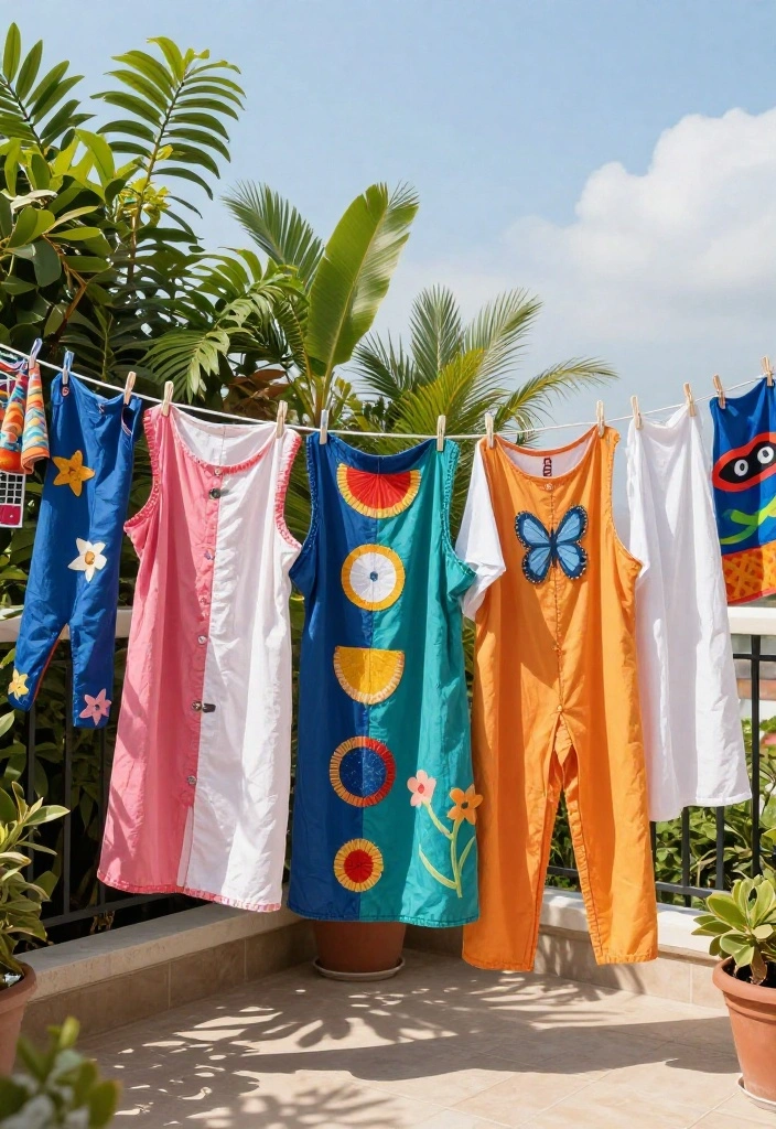 15 Balcony Cloth Drying Ideas That Don't Block Your View - 15. Creative Outdoor Laundry Art 1