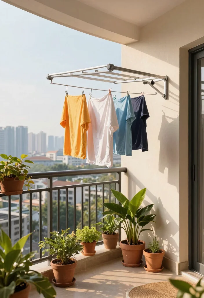 15 Balcony Cloth Drying Ideas That Don't Block Your View - 2. Retractable Clotheslines 1